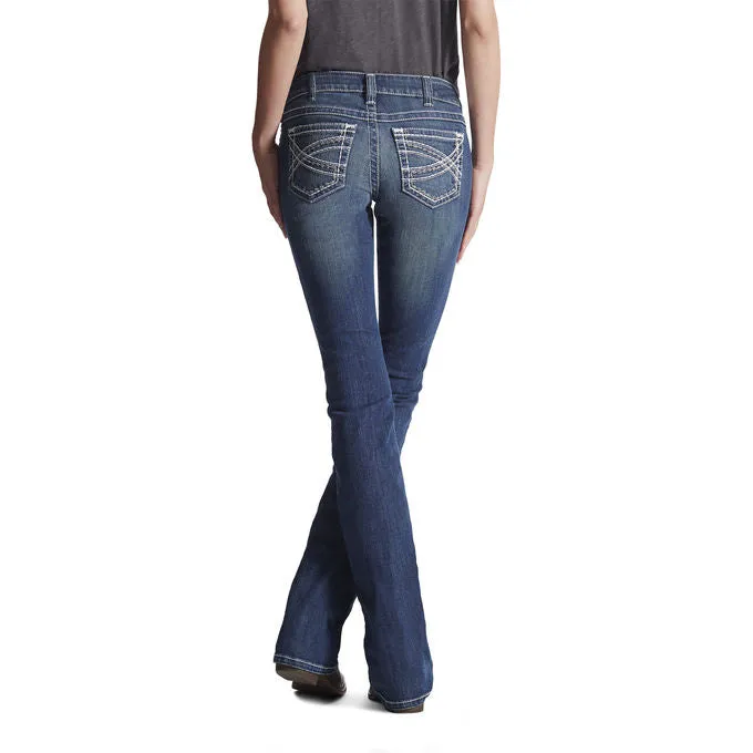 Ariat Womens R.E.A.L. Boot Cut Mid Rise Stretch Entwined Jeans
