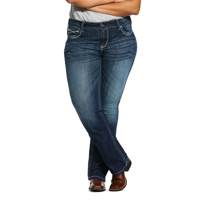 Ariat Womens R.E.A.L. Boot Cut Mid Rise Stretch Entwined Jeans