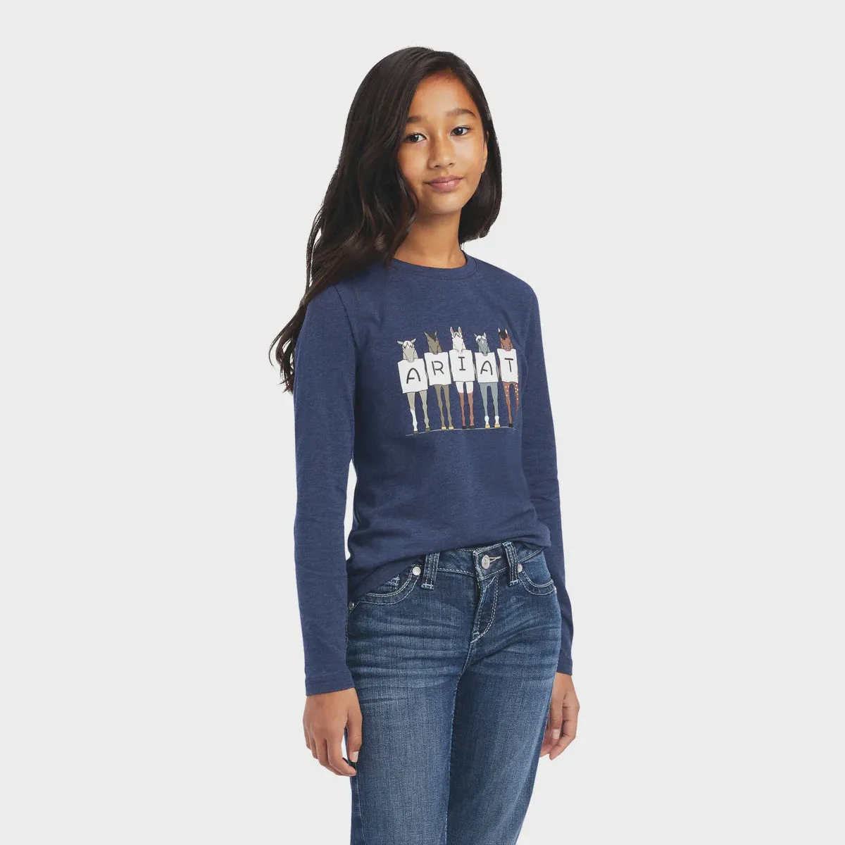 Ariat Youth Fan Club LS Tee Navy Heather