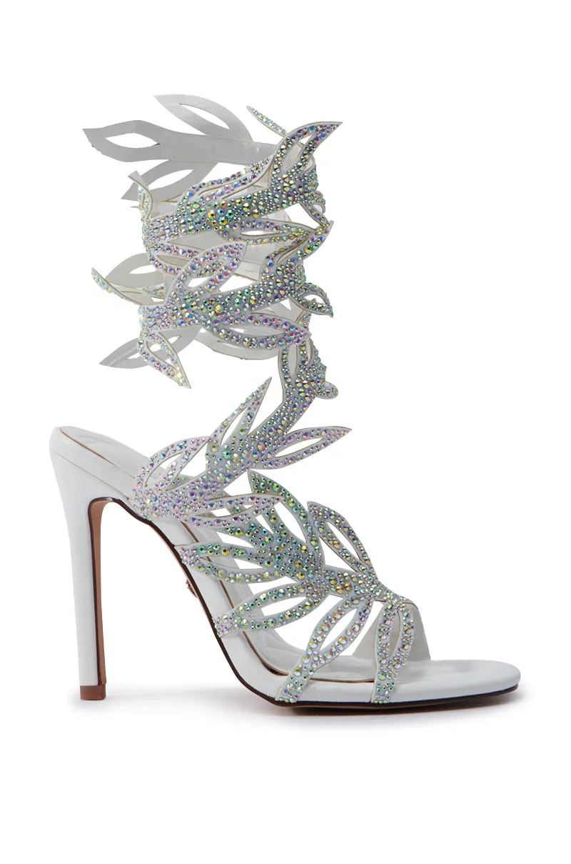 AZALEA WANG MEIER WHITE EMBELLISHED STILETTO SANDAL