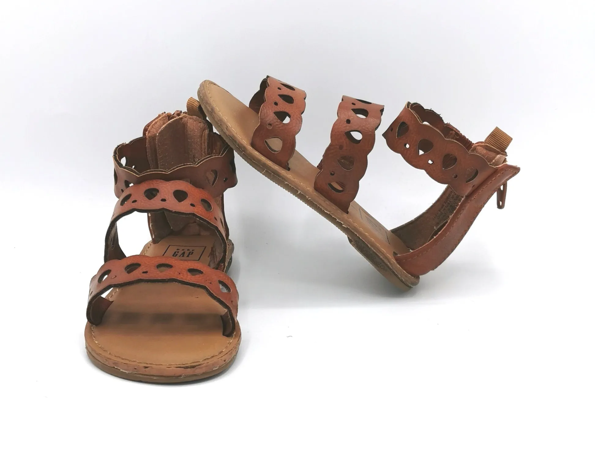 BABY GIRL SIZE 6 TODDLER - Baby GAP, Brown, Zippered Gladiator Boho Sandals VGUC B13