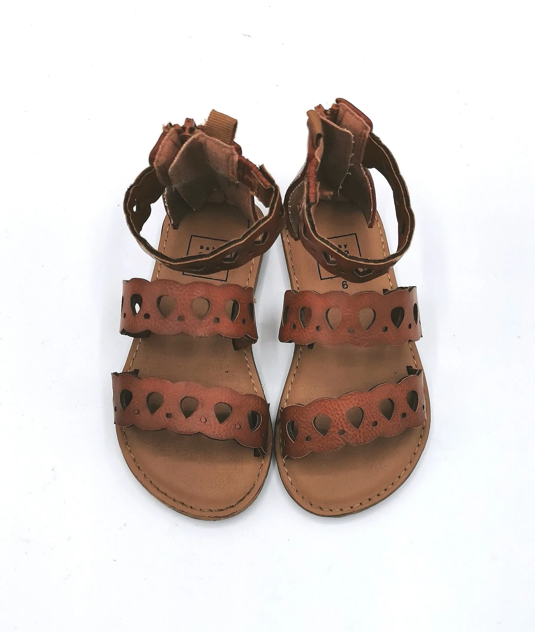 BABY GIRL SIZE 6 TODDLER - Baby GAP, Brown, Zippered Gladiator Boho Sandals VGUC B13