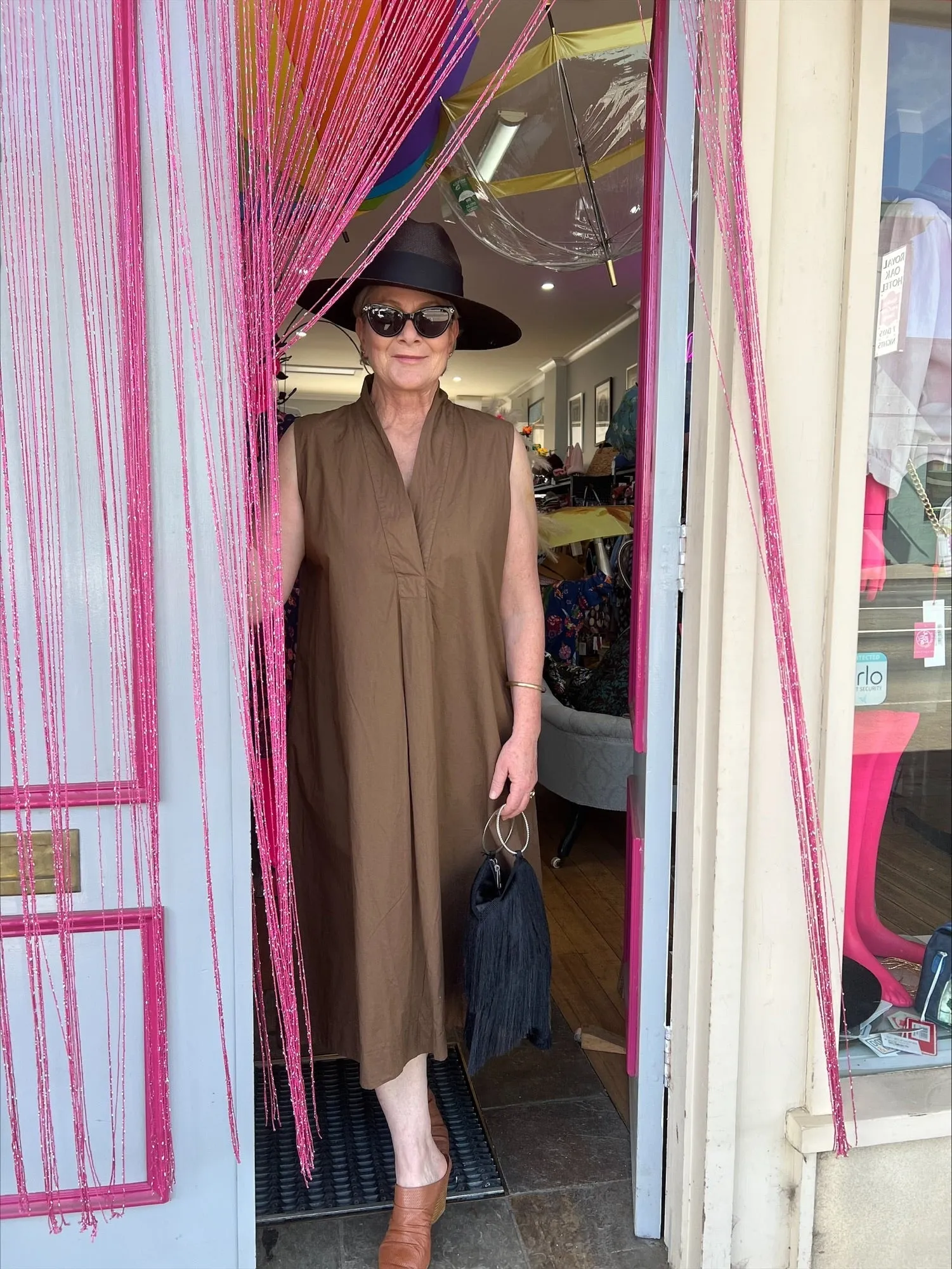 Baci - Organic Cotton Swan Neck Sleeveless Dress in Nutella