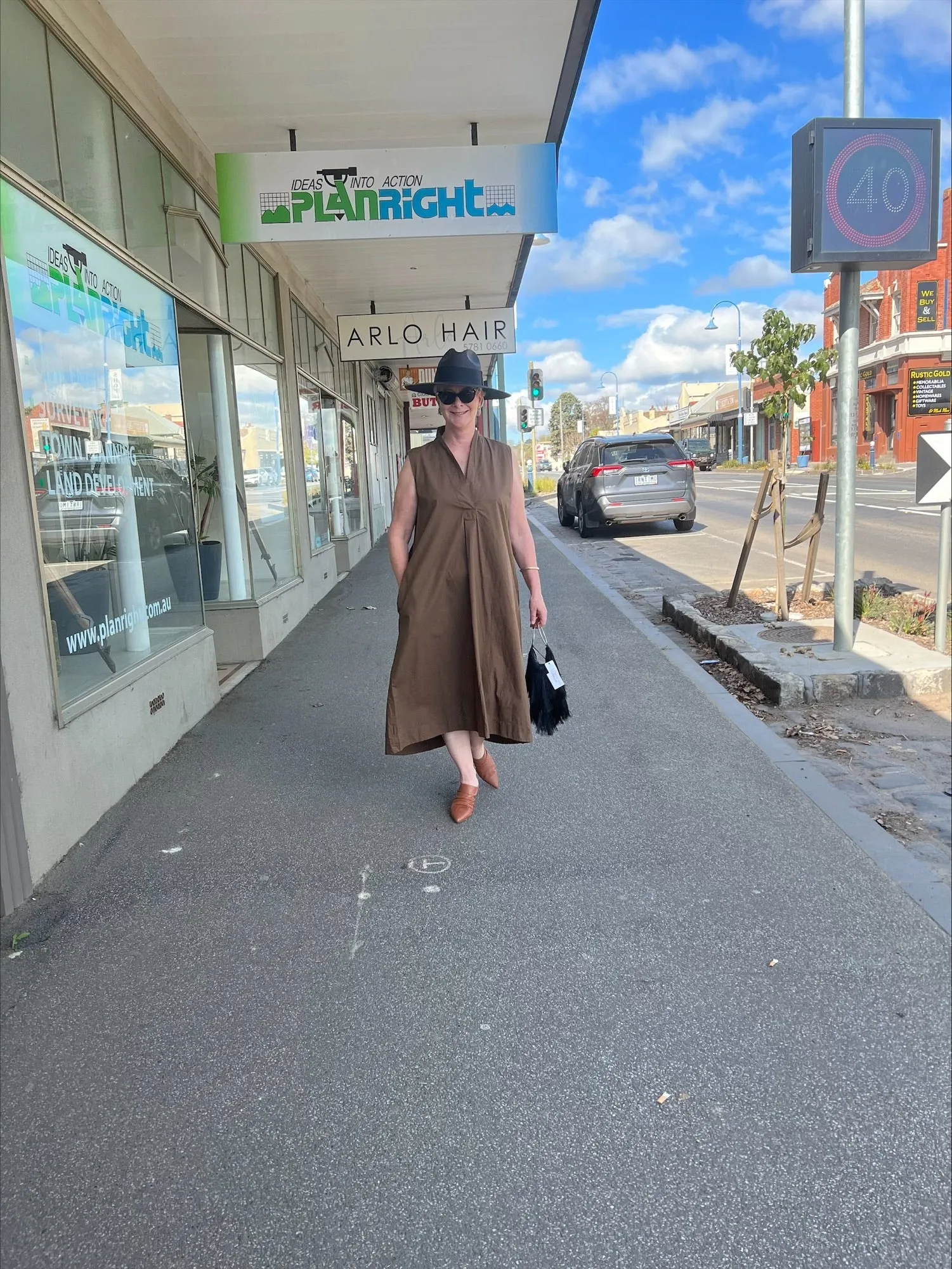 Baci - Organic Cotton Swan Neck Sleeveless Dress in Nutella