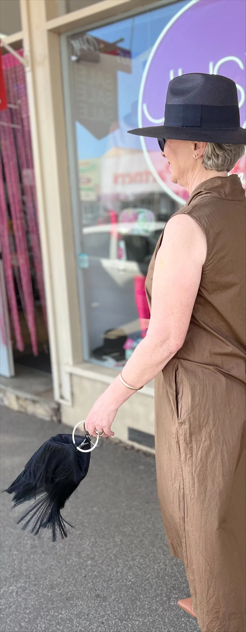 Baci - Organic Cotton Swan Neck Sleeveless Dress in Nutella