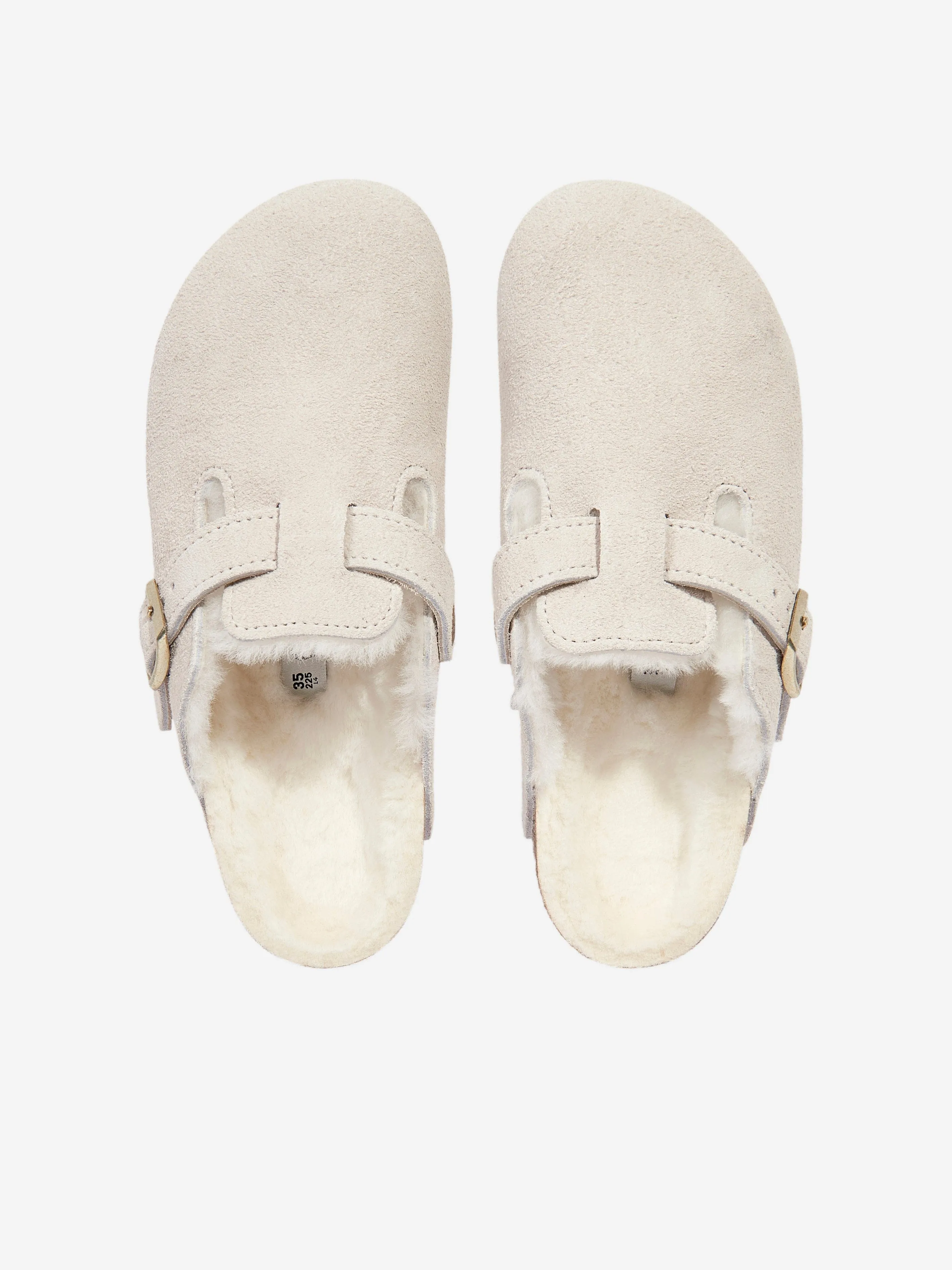BIRKENSTOCK Boys Boston Shearling Suede Clogs in White