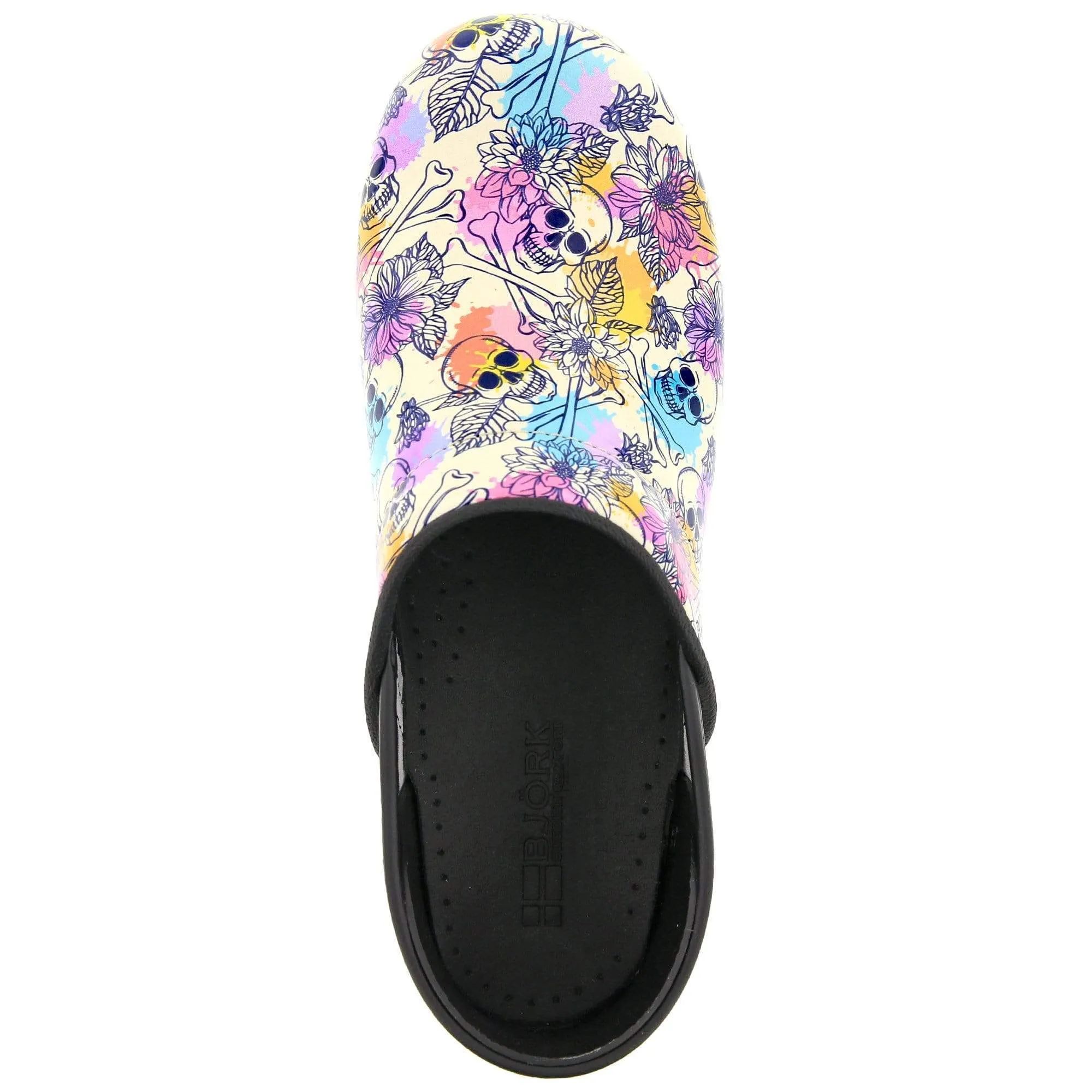 BJORK PROFESSIONAL Bonita Skull Leather Clogs - CLOSEOUT