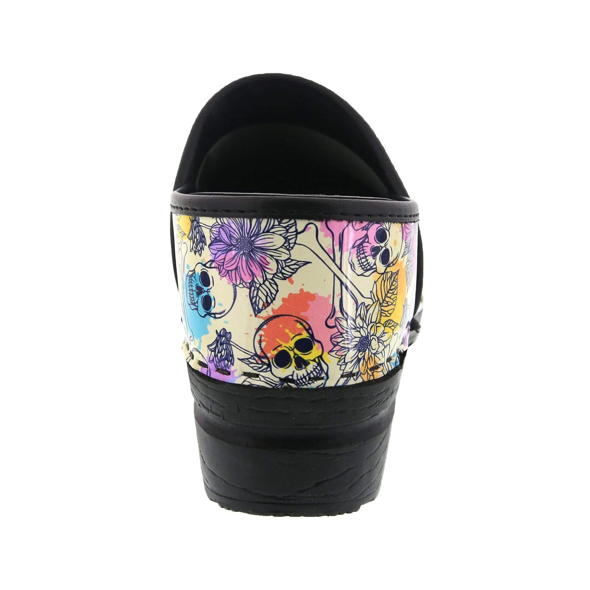 BJORK PROFESSIONAL Bonita Skull Leather Clogs - CLOSEOUT