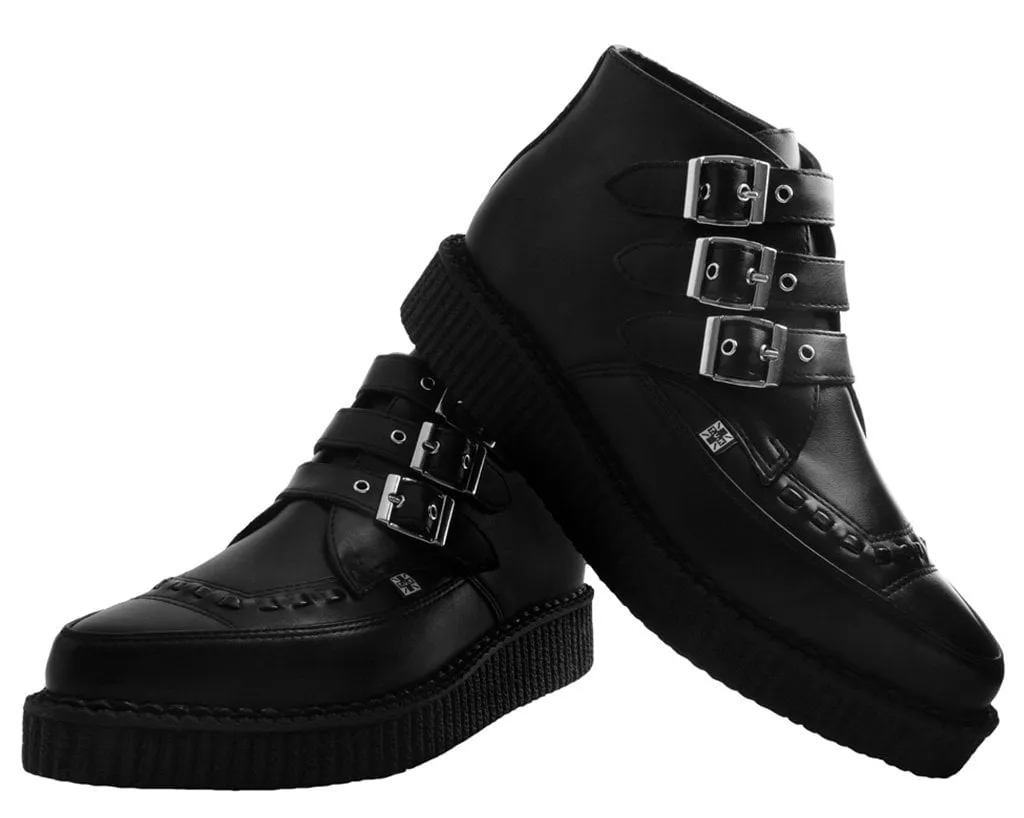 Black TUKskin™ 3-Buckle Pointed Creeper Boot