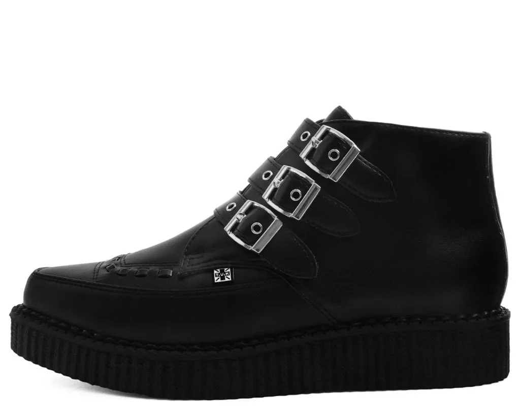 Black TUKskin™ 3-Buckle Pointed Creeper Boot