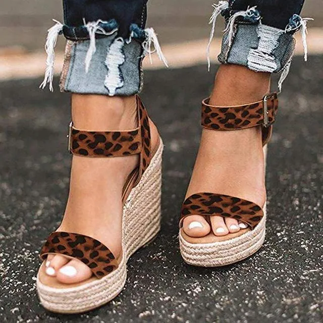 Black Women Sandals Open Toe Platform Wedges Sandals
