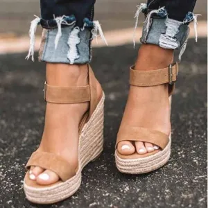 Black Women Sandals Open Toe Platform Wedges Sandals