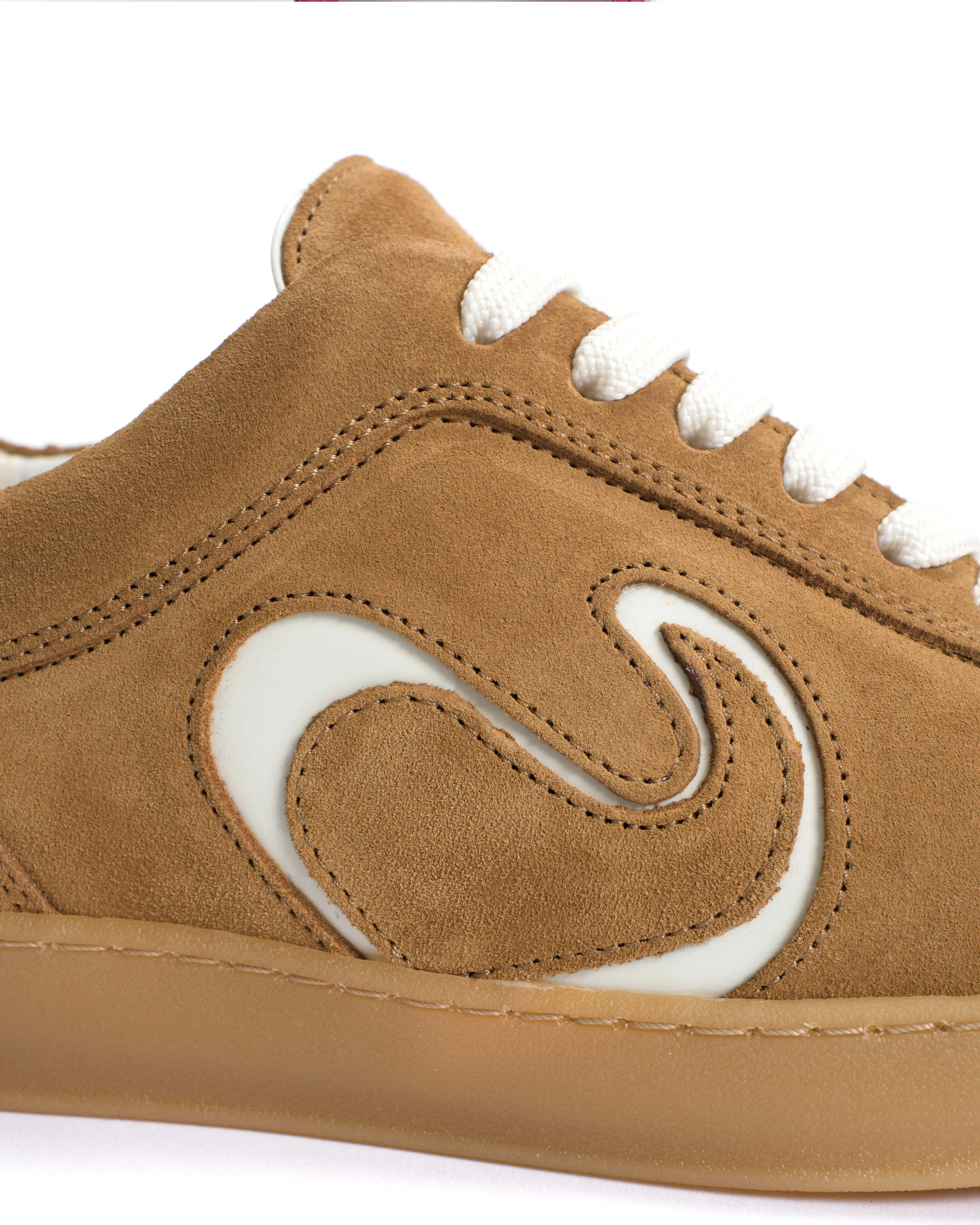 Blaire Calf suede & polished soft calf Bamboo brown & white sand