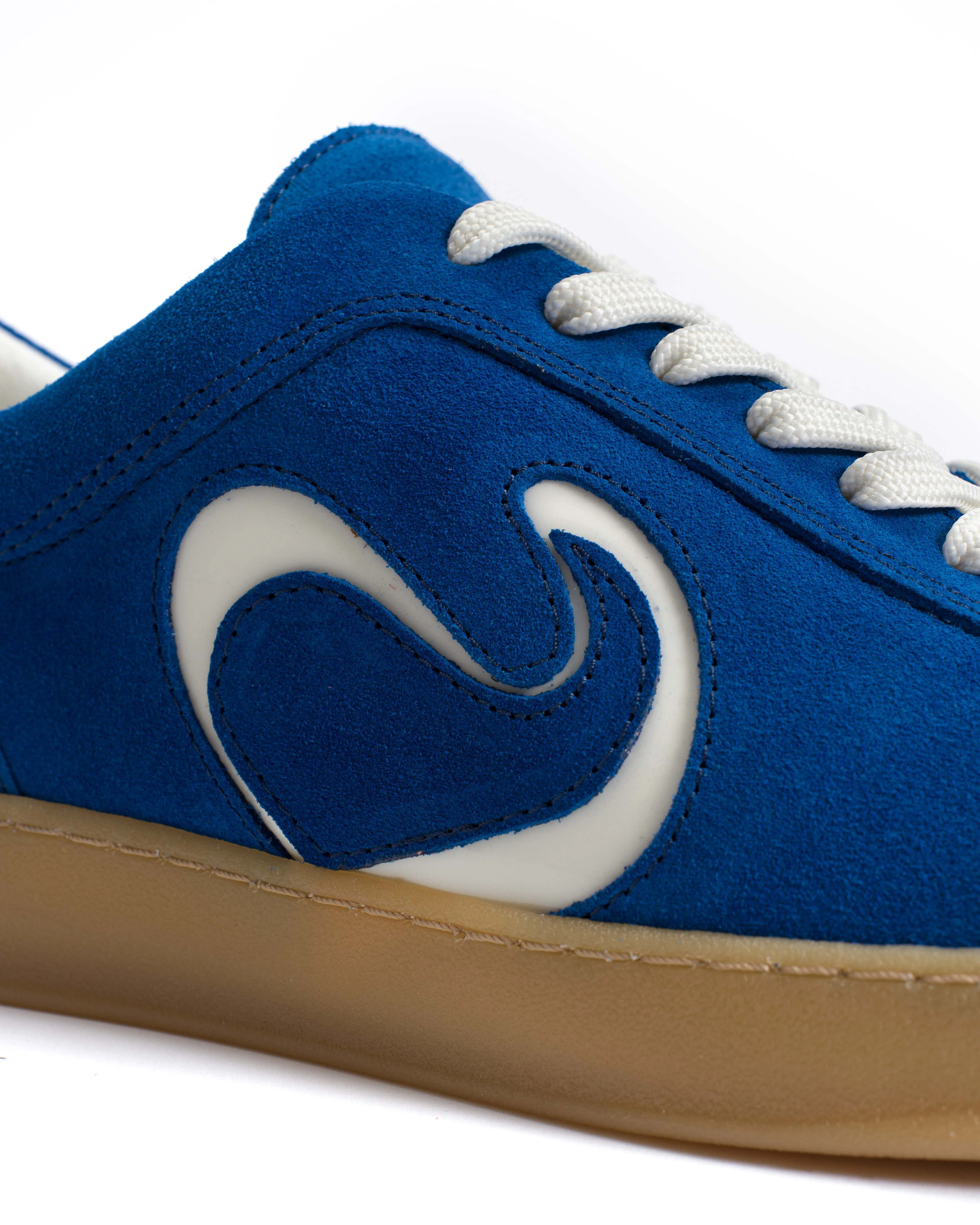 Blaire Calf suede & polished soft calf Electric blue & sand white