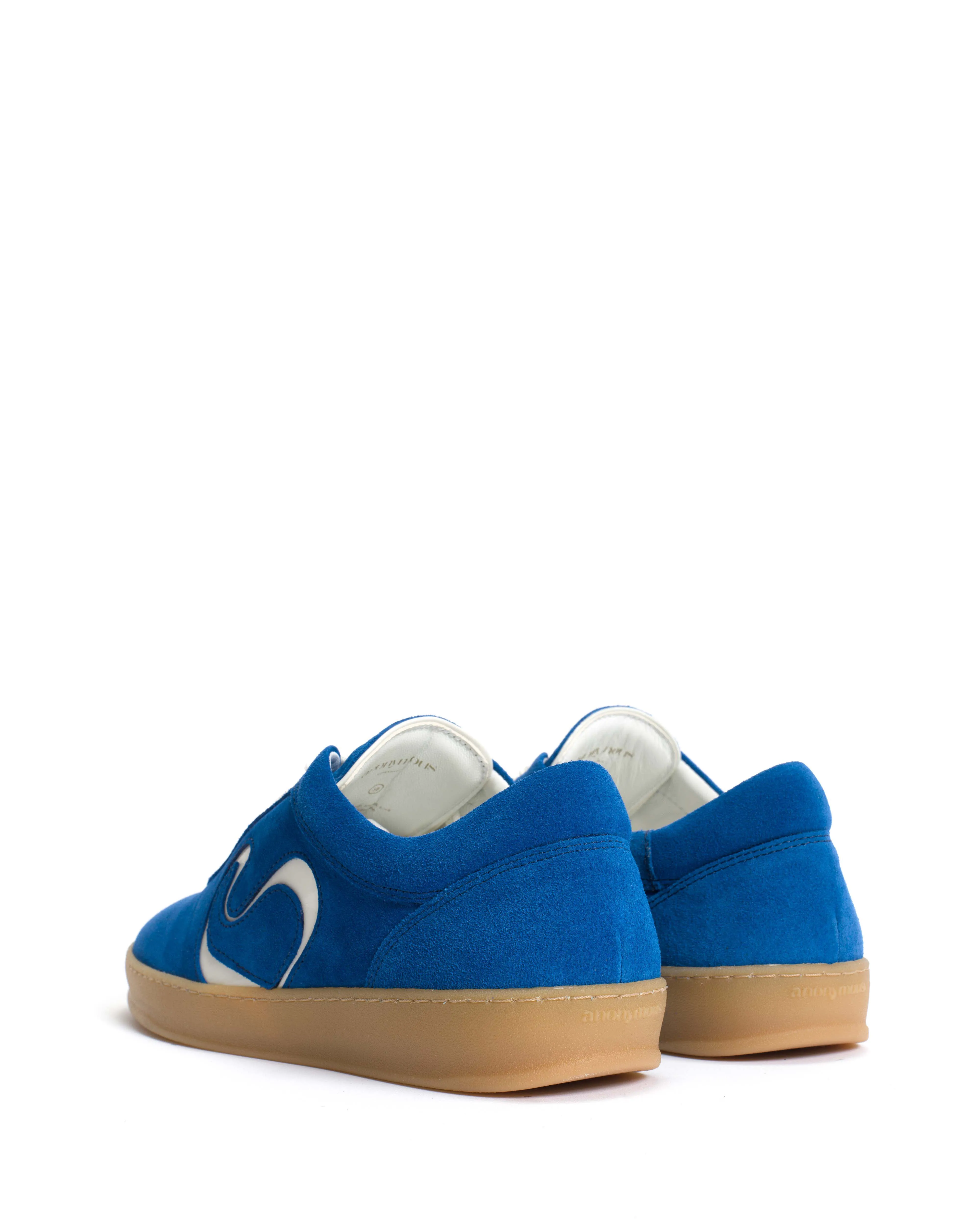 Blaire Calf suede & polished soft calf Electric blue & sand white