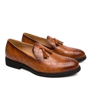 Brogue Tassel Decoration Microfiber Leather Slip On Party mal Men Dress Shoes
