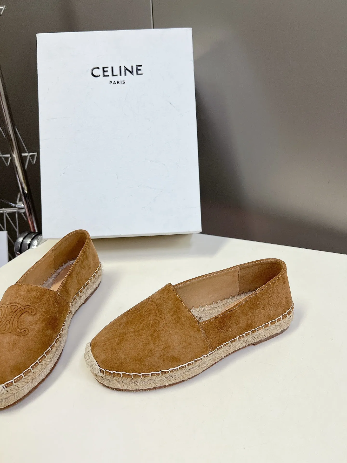 CELINE Espadrillas Loafers Brown Suede 285938
