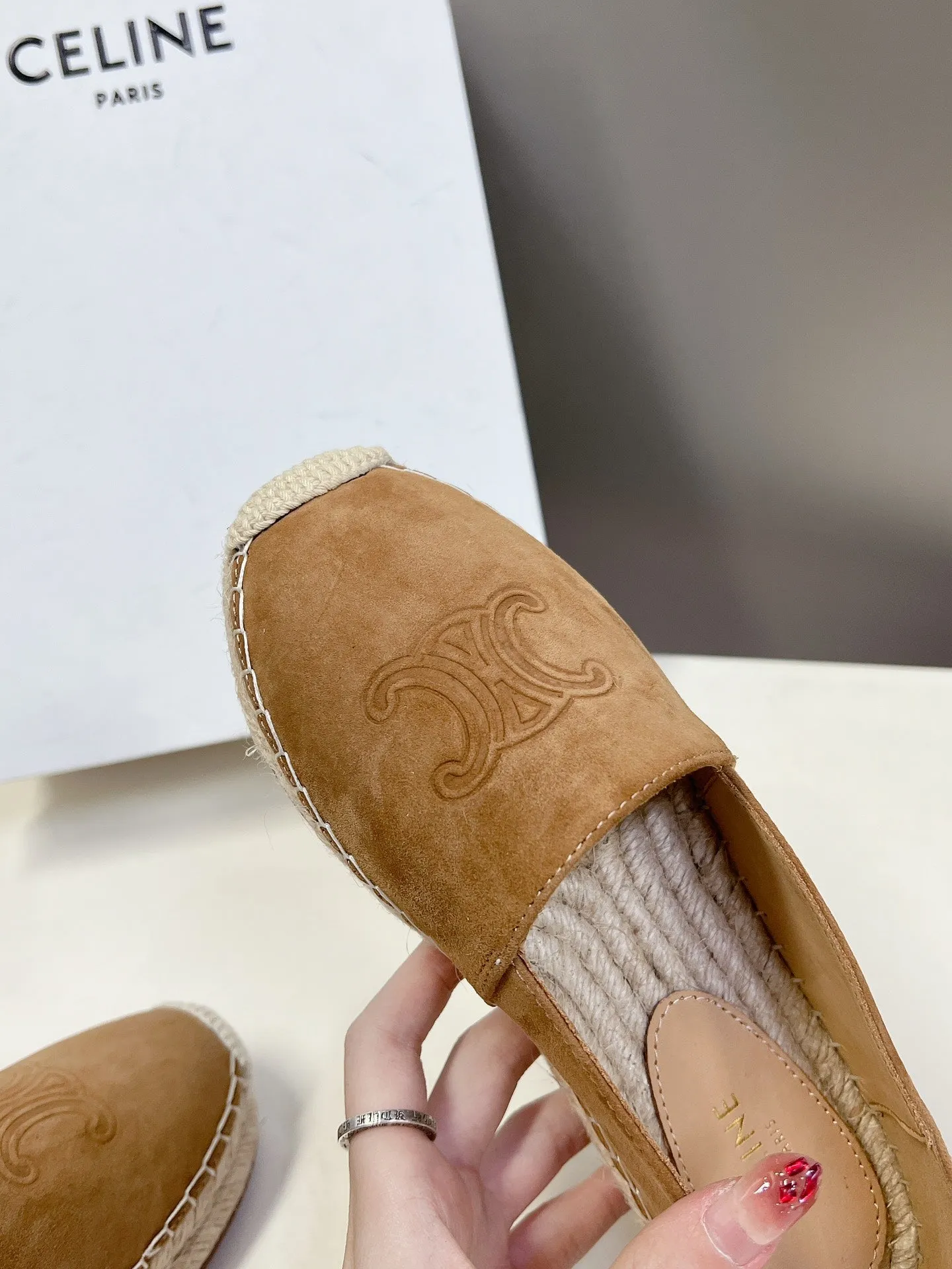 CELINE Espadrillas Loafers Brown Suede 285938