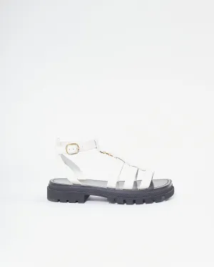 Celine White Leather Clea Triomphe Gladiator Chunky Sandals - 40