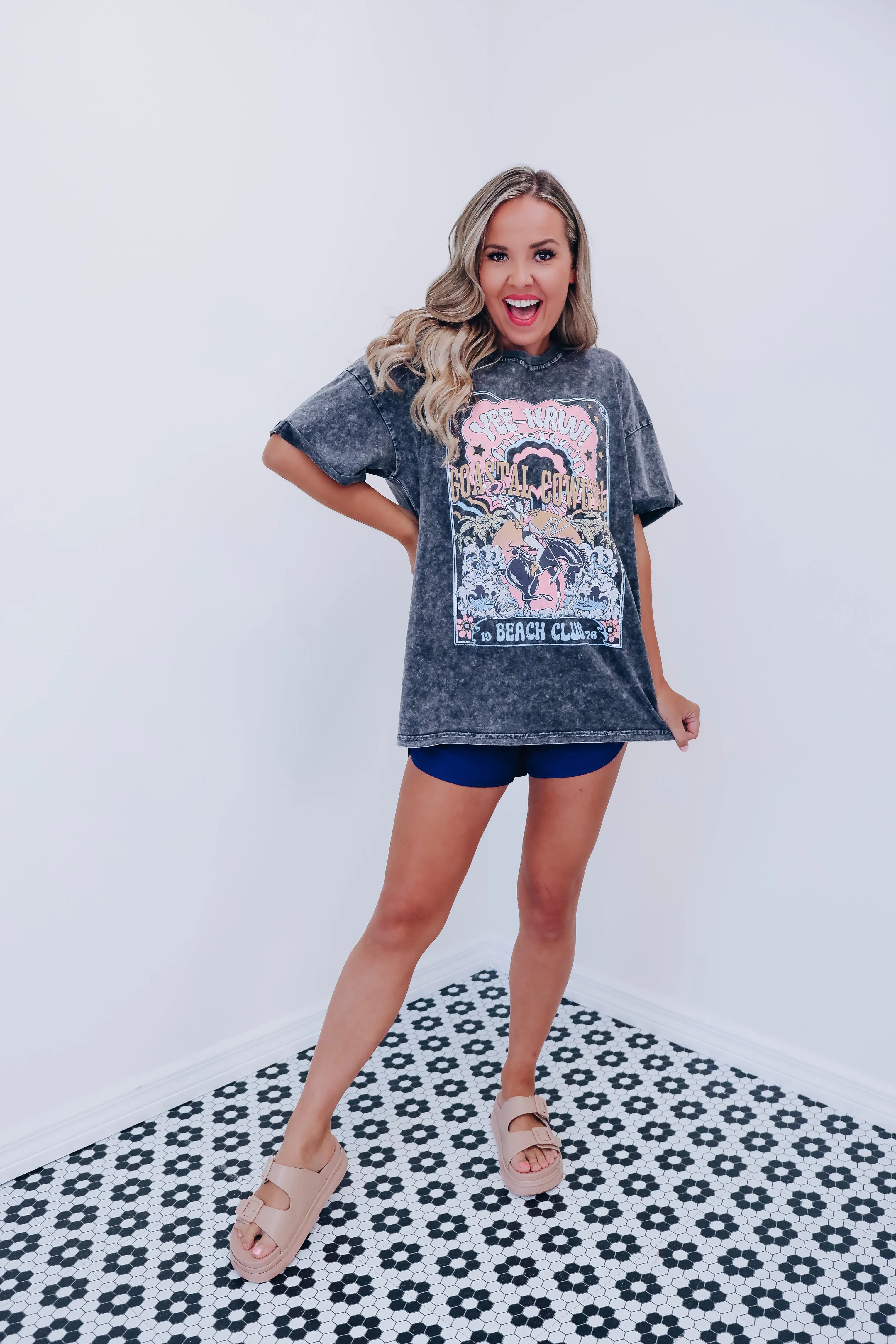 Coastal Cowgirl Vintage Graphic Tee - Black