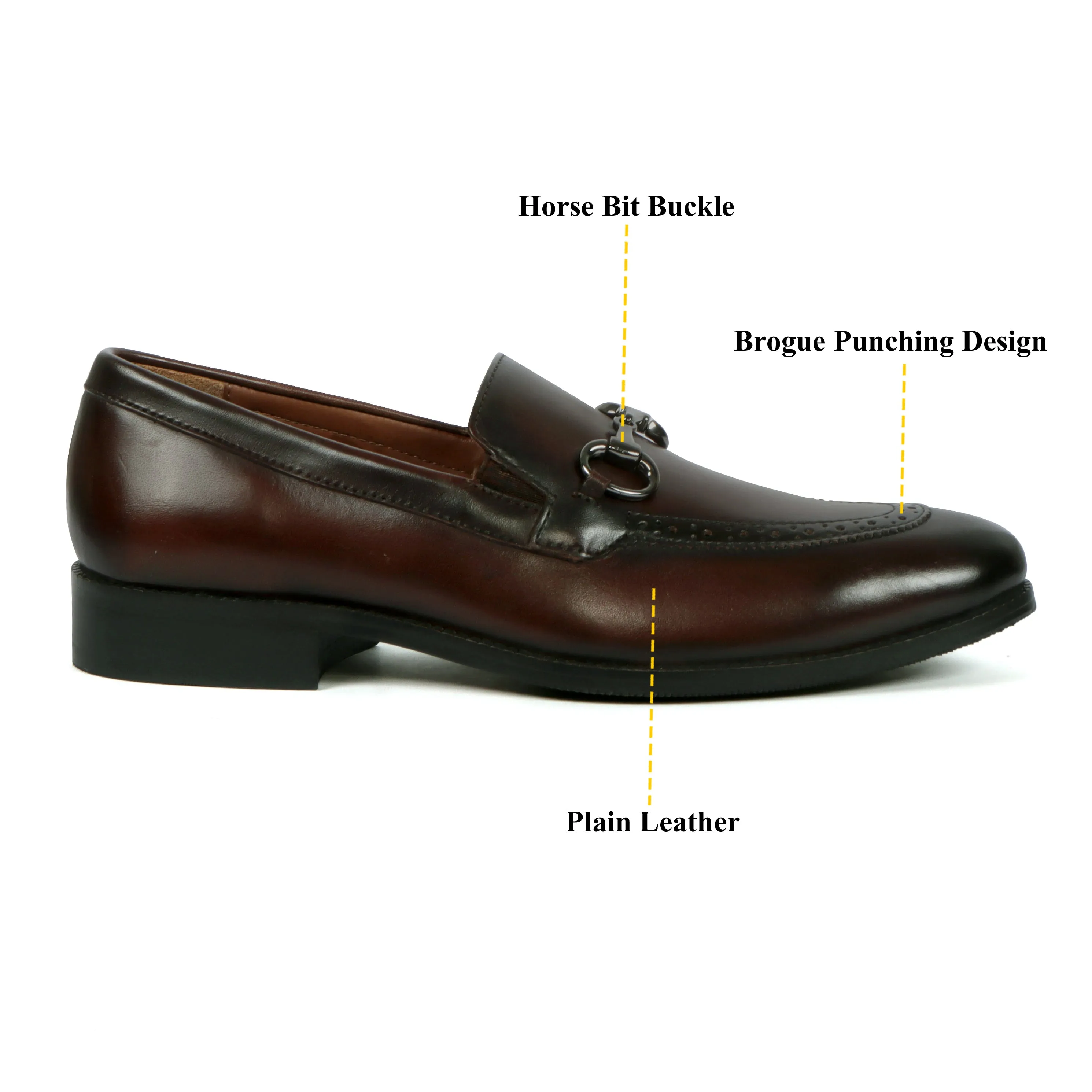 Contrasting Leather Loafers in Dark Brown Color