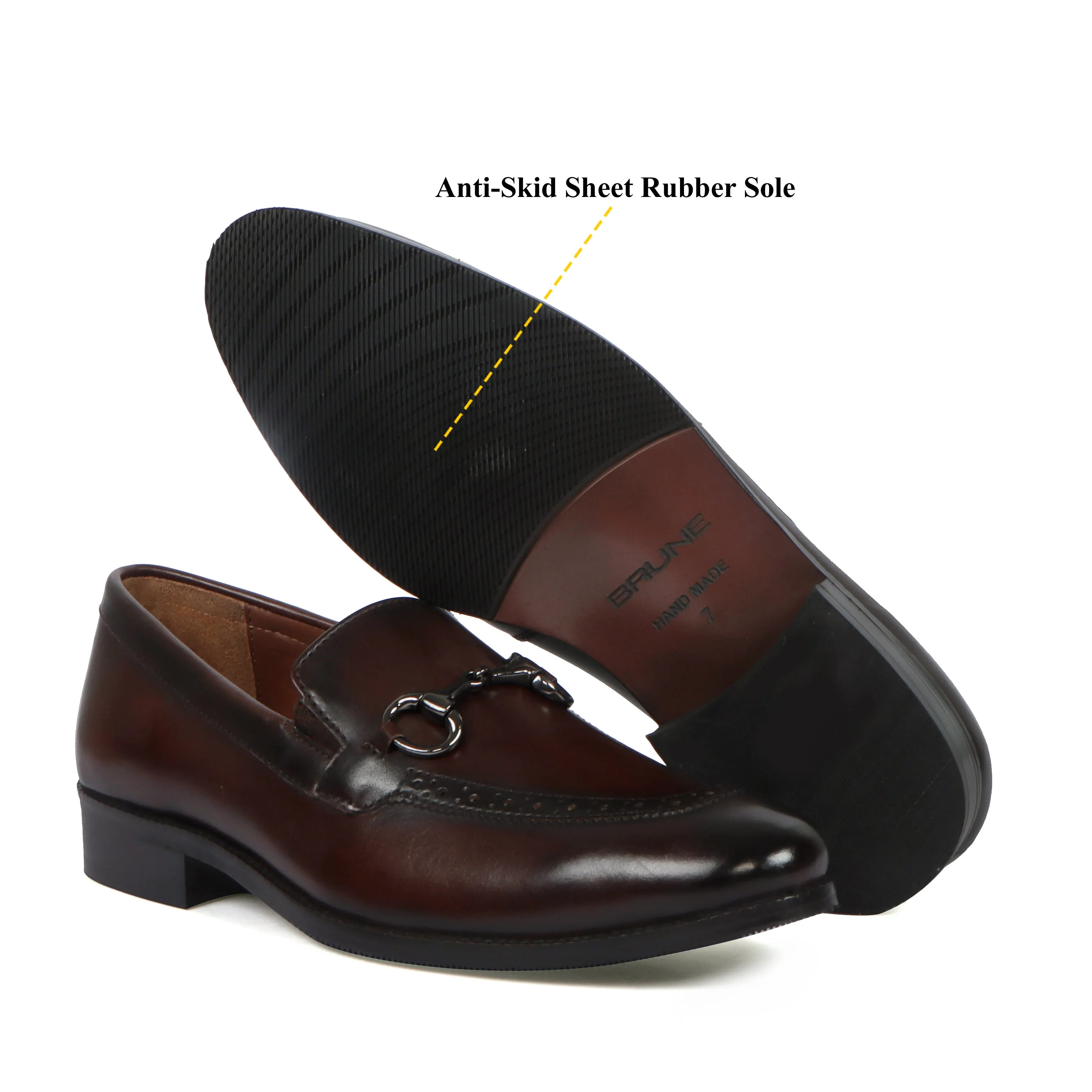Contrasting Leather Loafers in Dark Brown Color