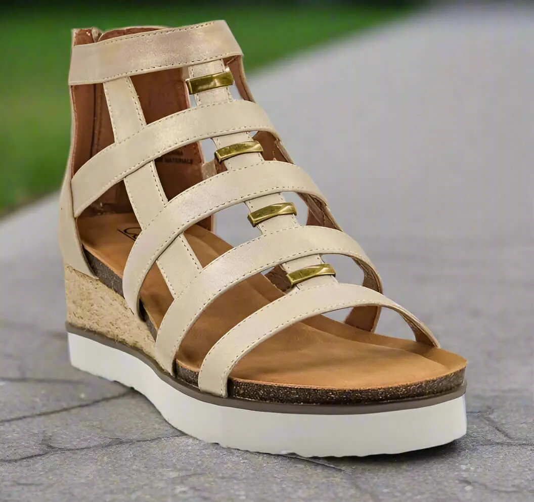 CORKYS CAGED WEDGE SANDALS (gold)