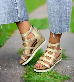 CORKYS CAGED WEDGE SANDALS (gold)