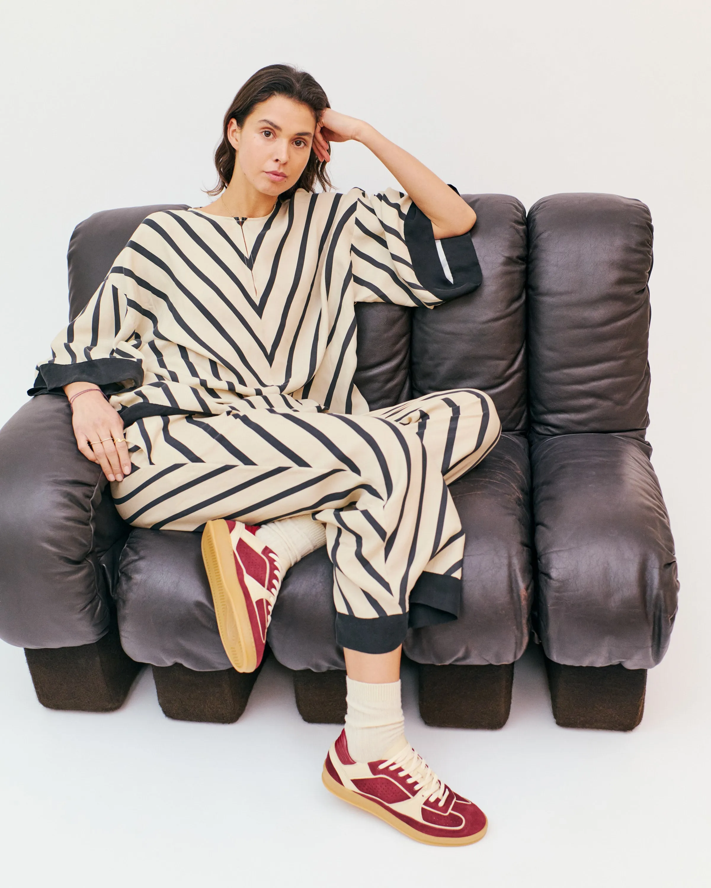 Dabbie Calf suede & soft calf dual & tri color Pomegranate & white sand & pomegranate