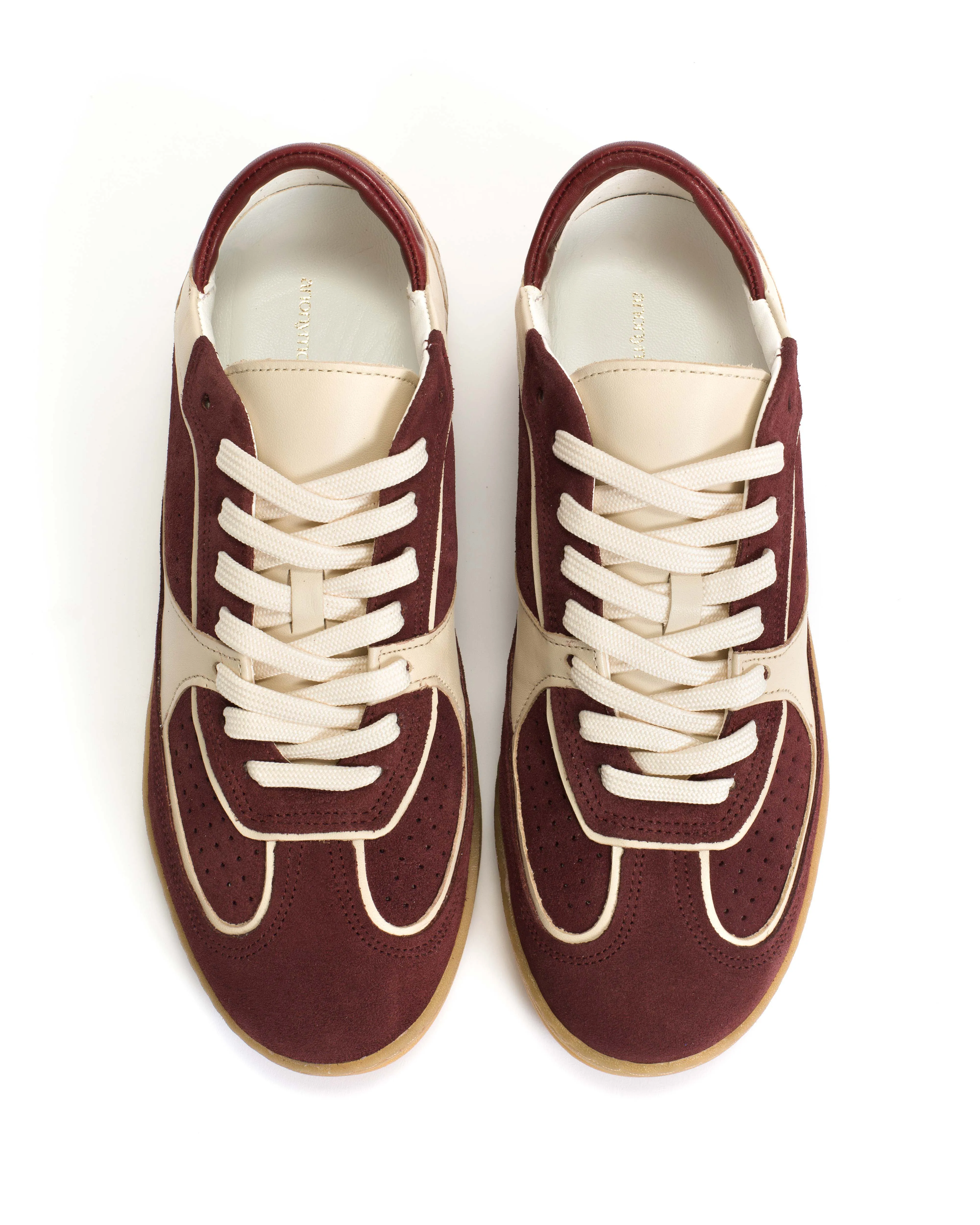 Dabbie Calf suede & soft calf dual & tri color Pomegranate & white sand & pomegranate
