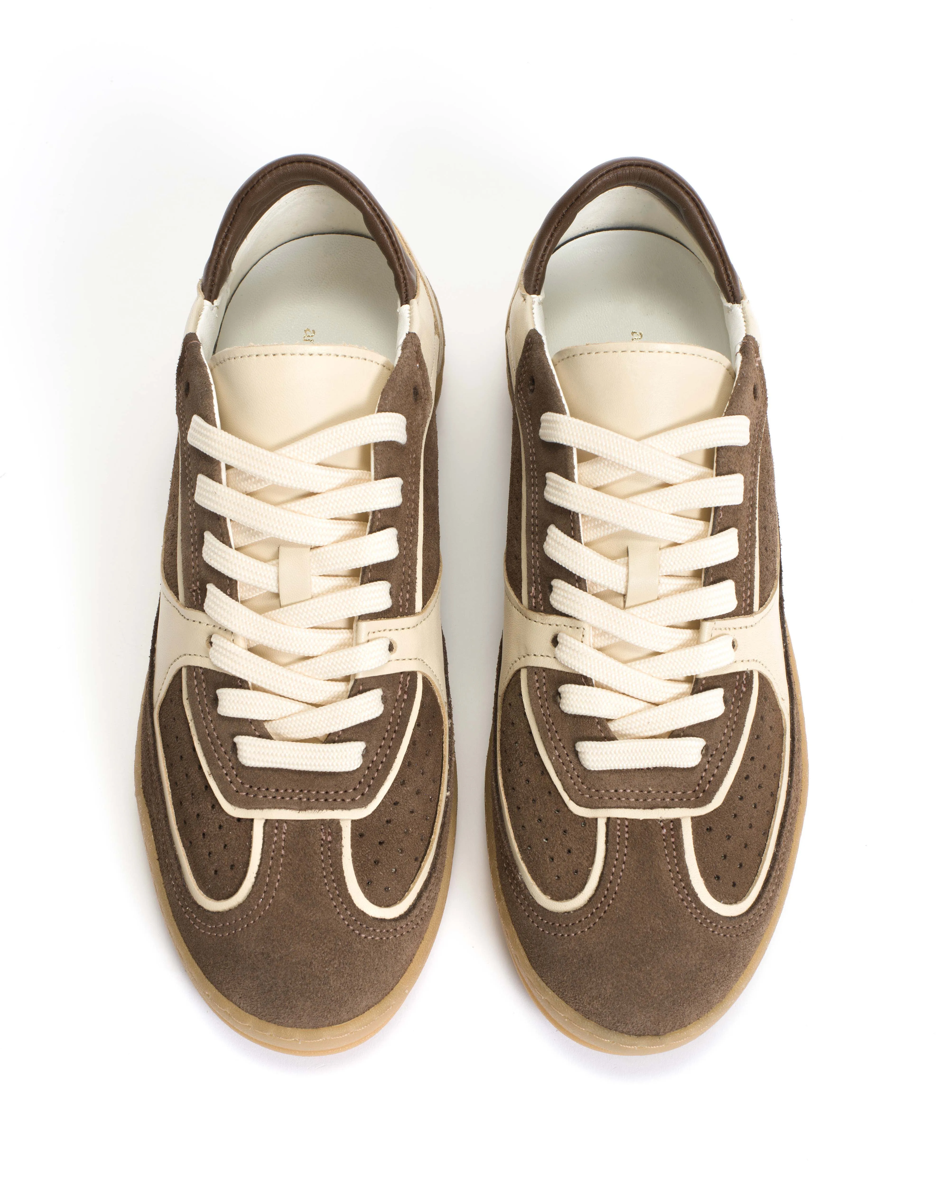 Dabbie Soft calf & suede leather White sand & dark taupe
