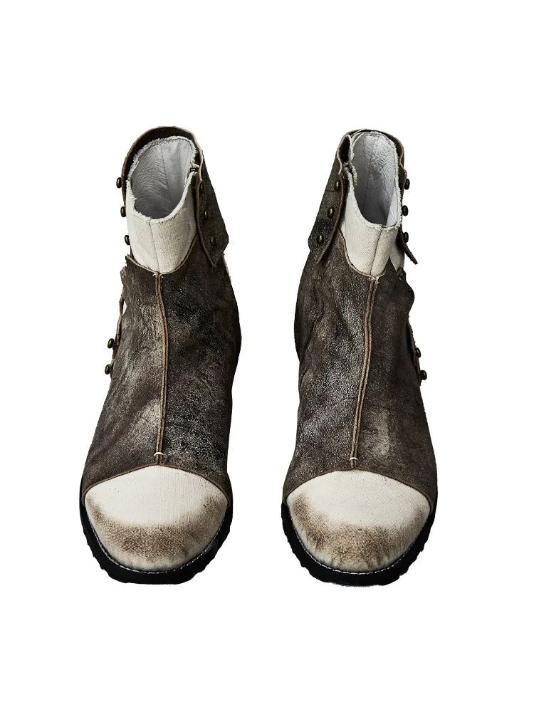 Deconstructed genderless functional boots