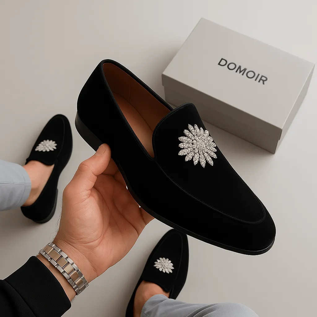Domoir | Black Suede Round-Toe Loafers