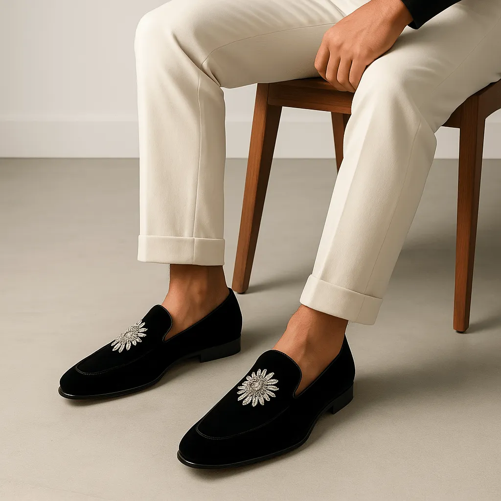 Domoir | Black Suede Round-Toe Loafers