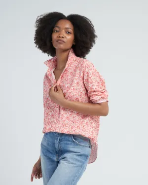 eileen relaxed button-up shirt - peach florals