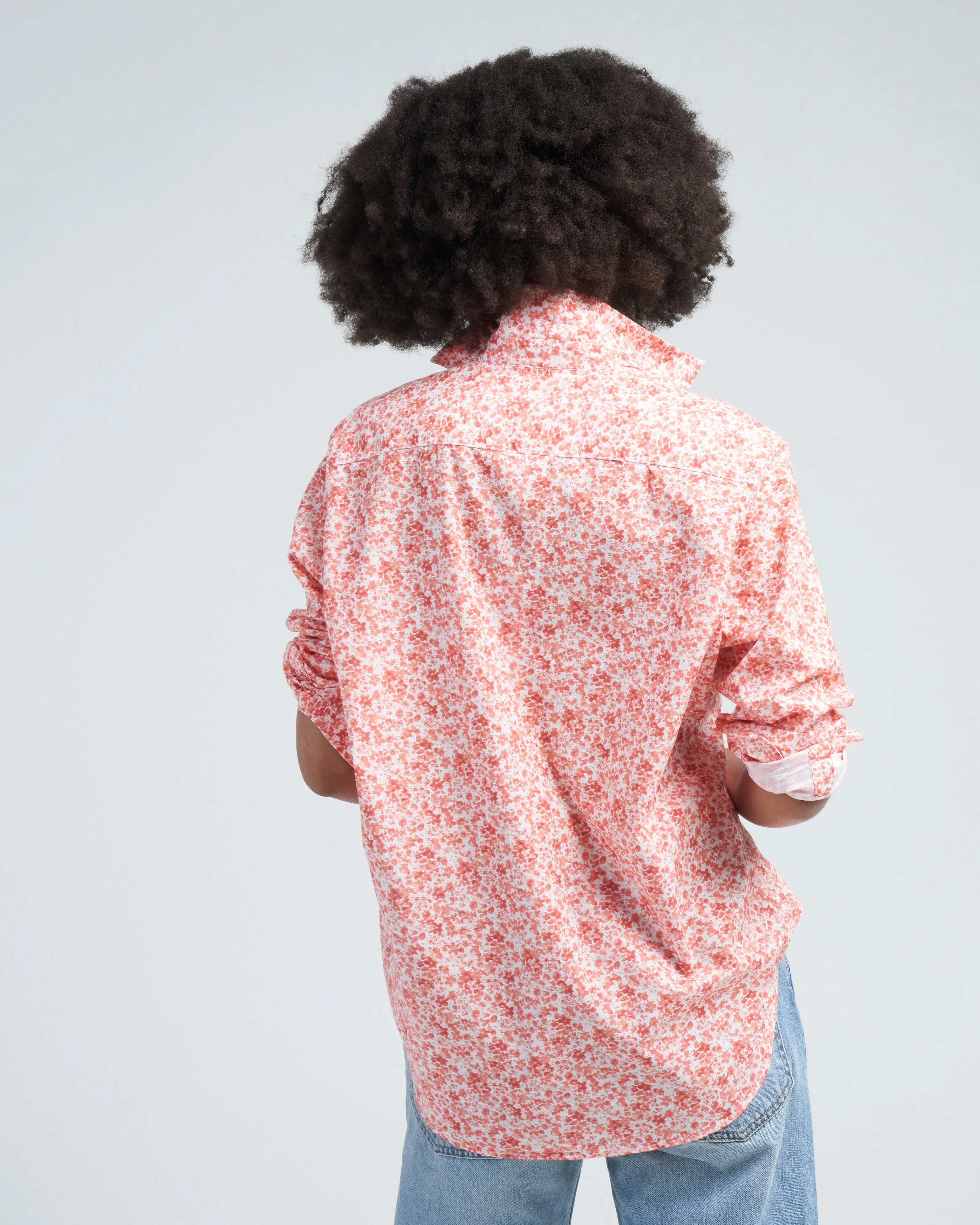 eileen relaxed button-up shirt - peach florals