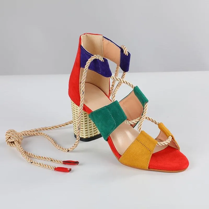 Espadrilles Women Sandals Heel Pointed Fish Mouth Sandals