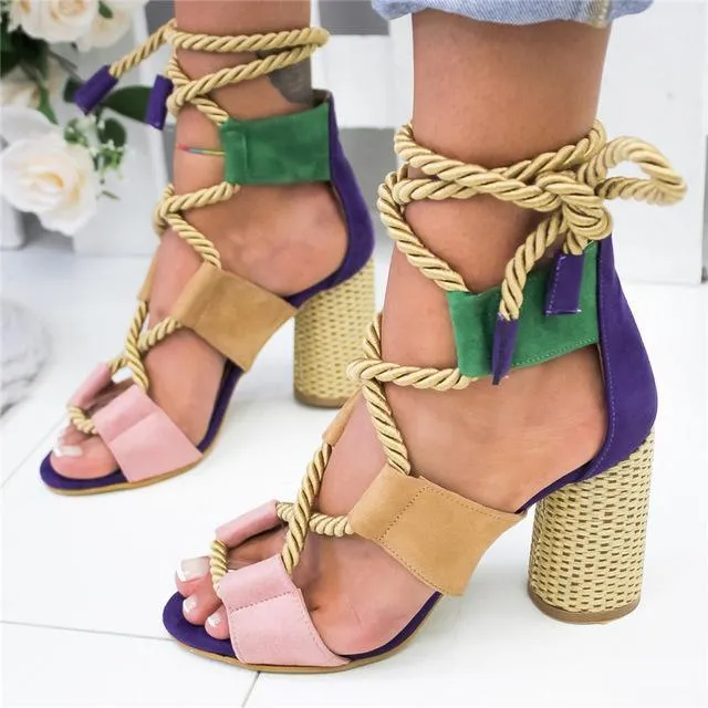 Espadrilles Women Sandals Heel Pointed Fish Mouth Sandals