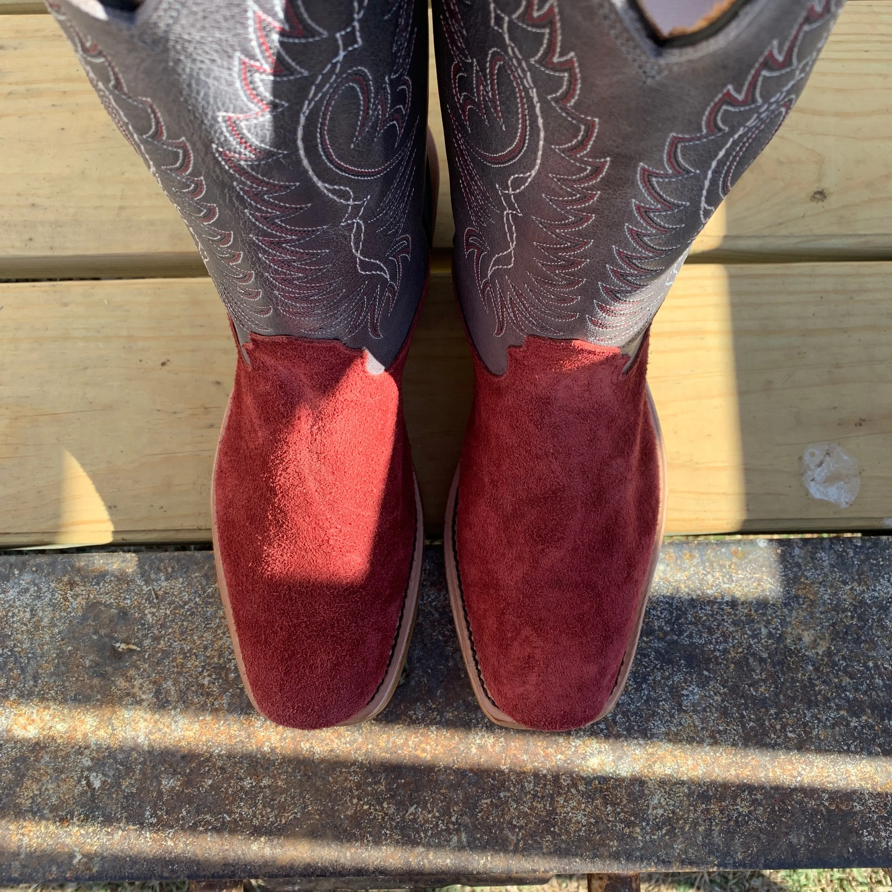 Fenoglio Boot Burgundy Roughout w/ Blue Eagle - FB15541313