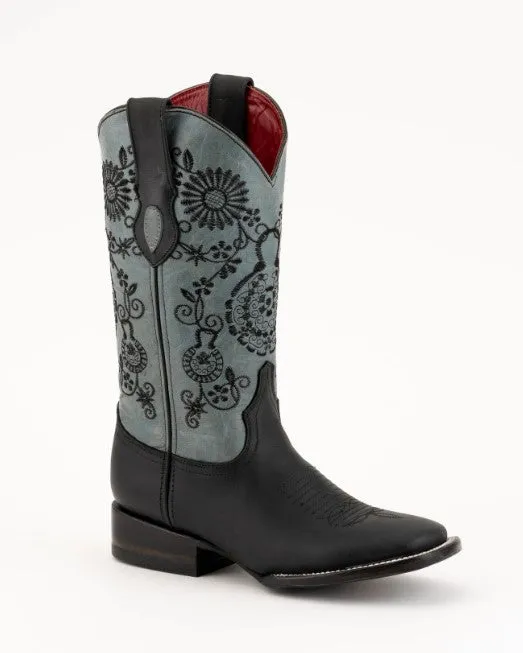 Ferrini Ladies Daisy 8259304 Handcrafted Black/Blue Cowboy Boots