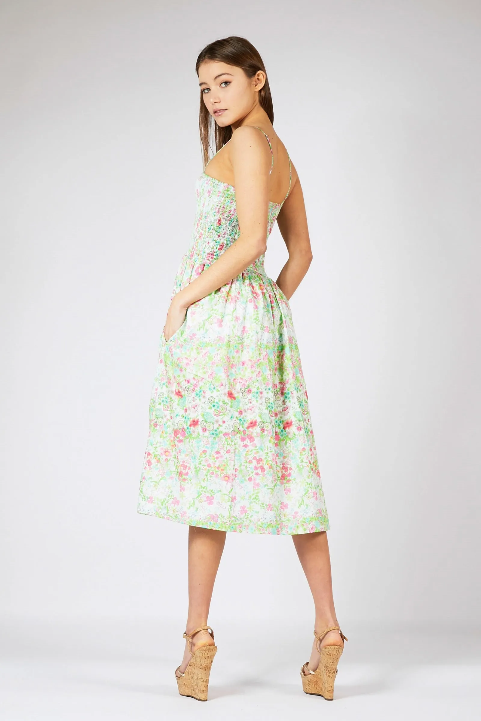 Floral Smocked Midi Dress