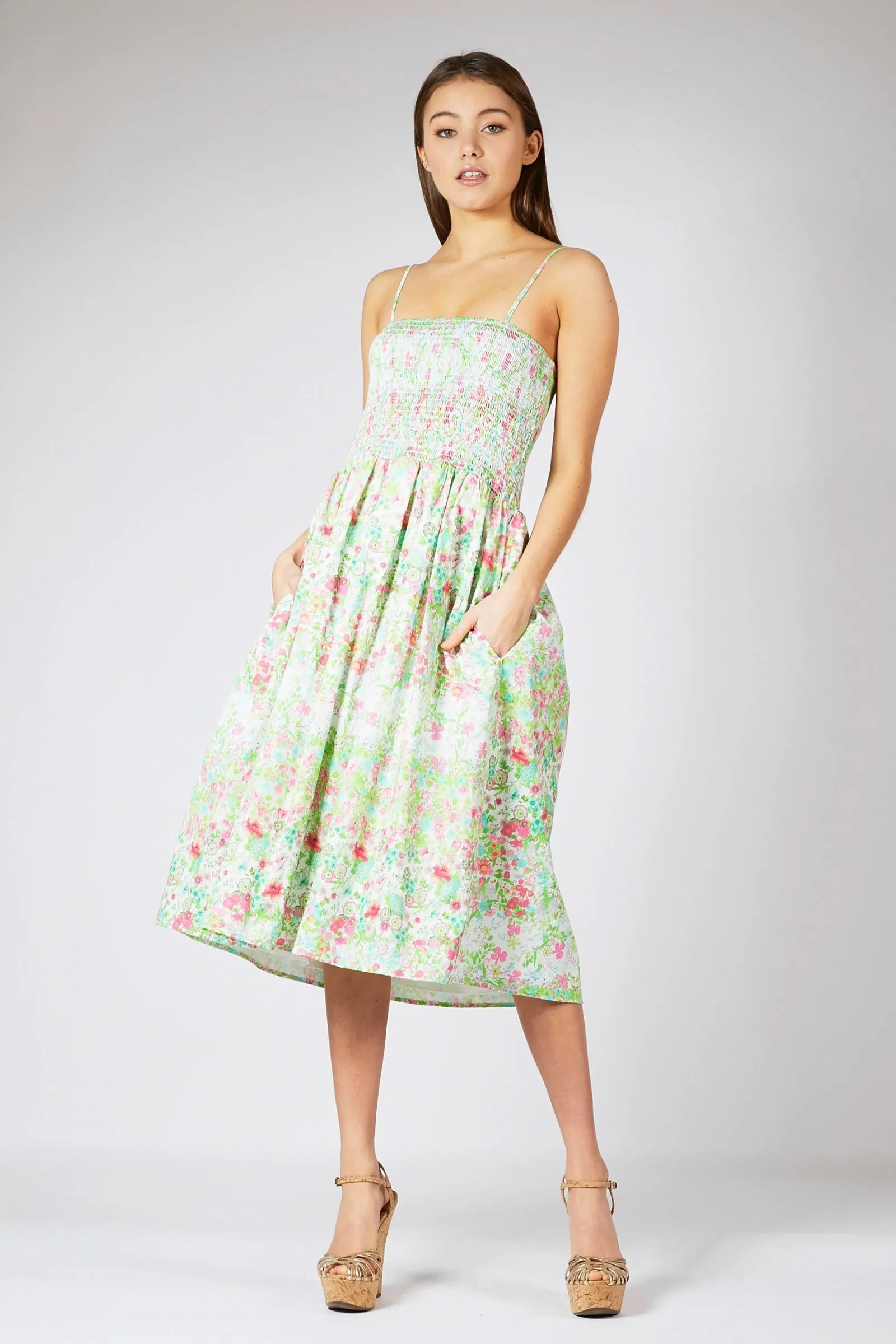 Floral Smocked Midi Dress