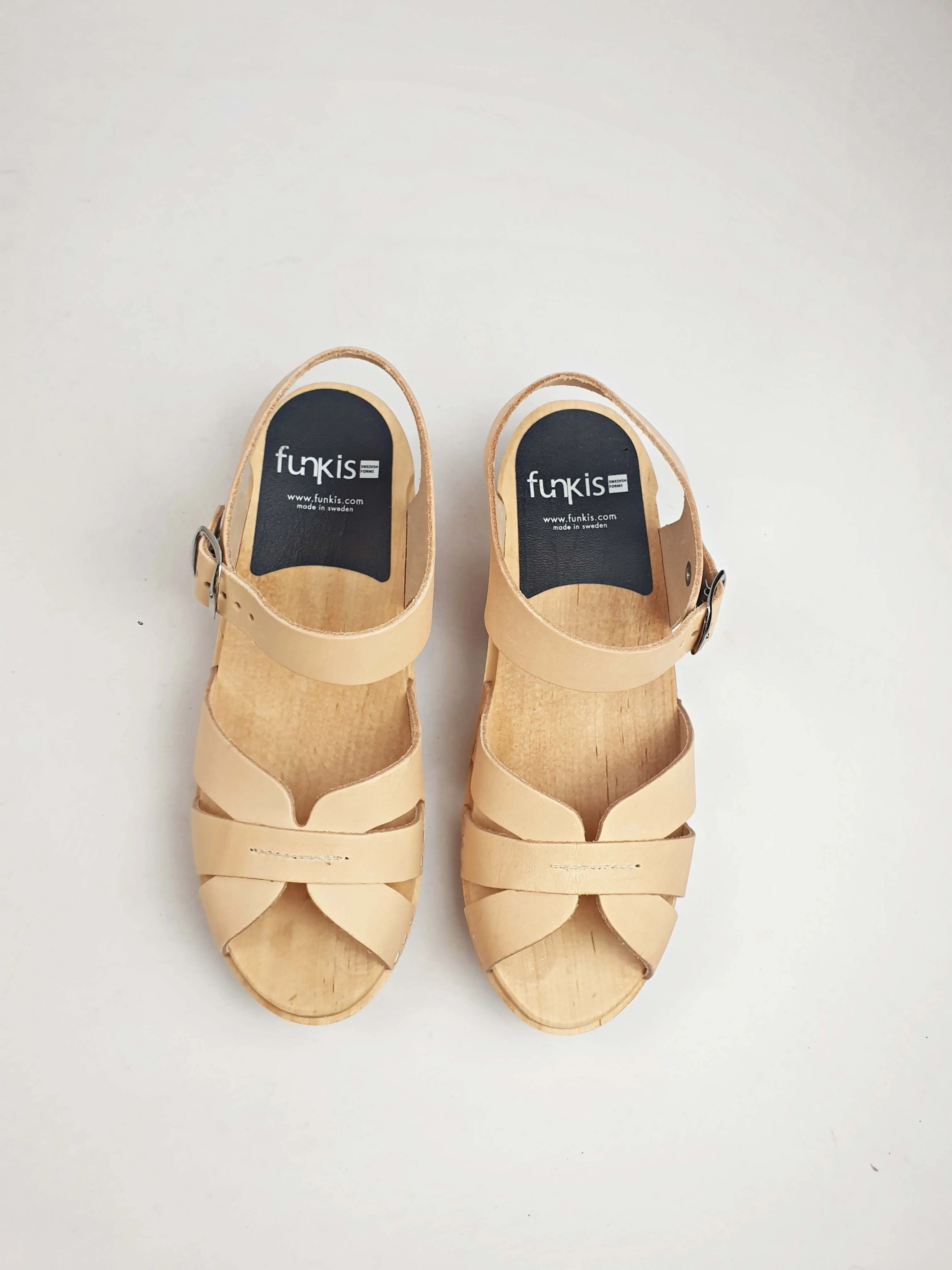 Funkis natural leather low heel clogs size 37 (as new in box)