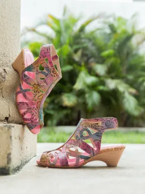 Genuine Leather Swirl Cut-Out Sandal