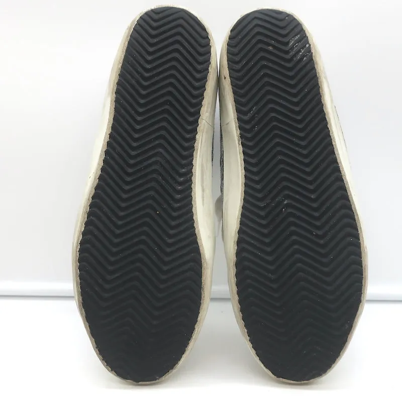 Golden Goose Superstar Jacquard Sneakers White Leather & Blue Knit Size 39