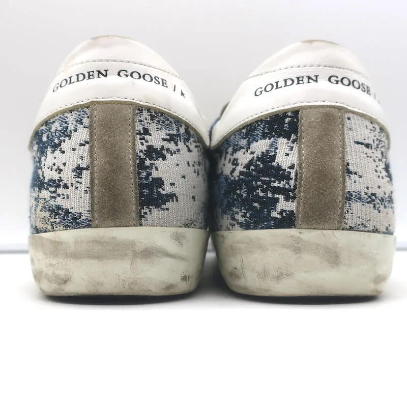 Golden Goose Superstar Jacquard Sneakers White Leather & Blue Knit Size 39