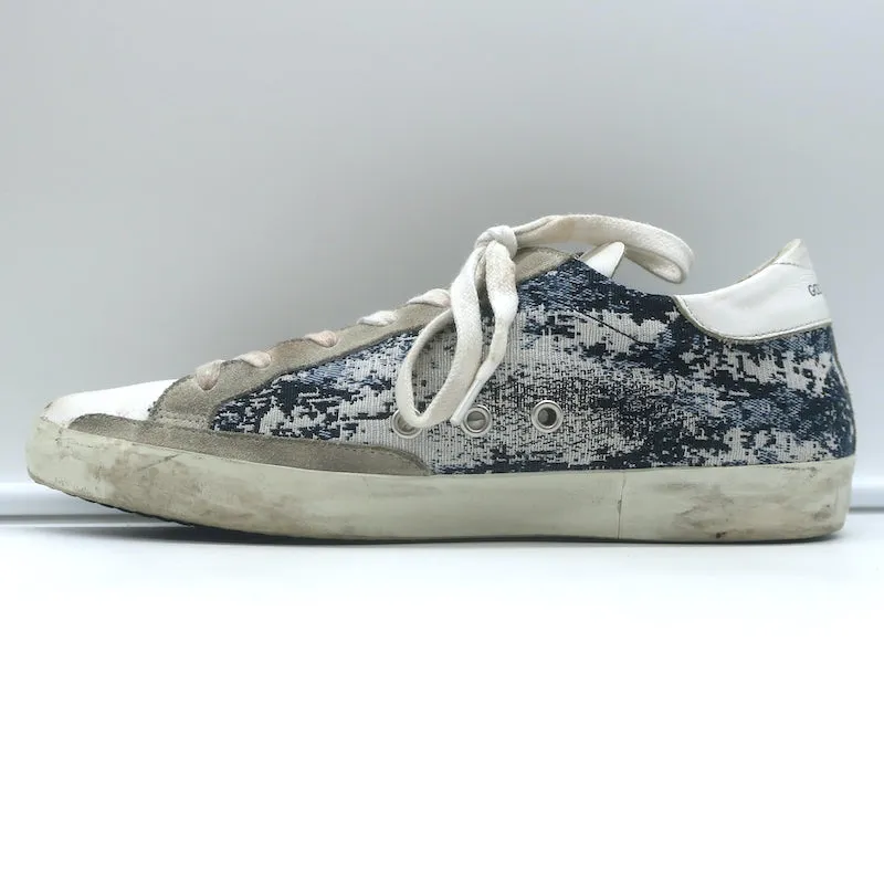 Golden Goose Superstar Jacquard Sneakers White Leather & Blue Knit Size 39
