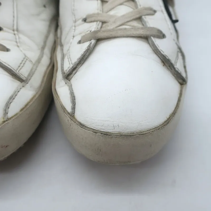 Golden Goose Superstar Low Top Sneakers White Leather & Black Suede Size 42
