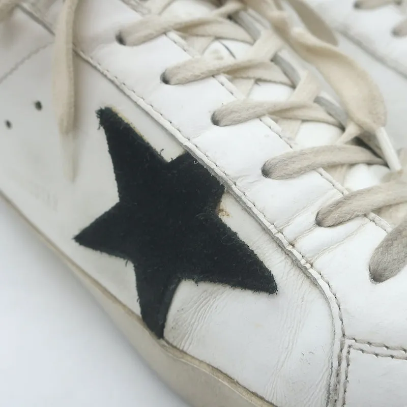 Golden Goose Superstar Low Top Sneakers White Leather & Black Suede Size 42