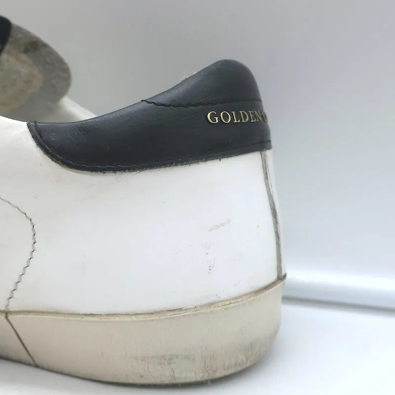 Golden Goose Superstar Low Top Sneakers White Leather & Black Suede Size 42